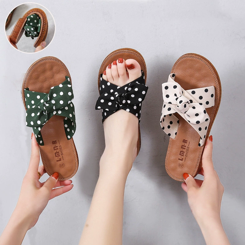 Женская модная верхняя обувь с говяжьей подошвой и бабочкой, 2023 Новая летняя обувь, Тапочки, верхние сандалии, женская обувь