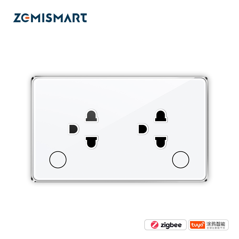 智能越南规开关涂鸦ZigBee零火2位插座带计量开关