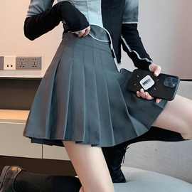 好质量纯色百褶裙女半身裙短裙春秋高腰显瘦学院风a字裙包臂裙潮
