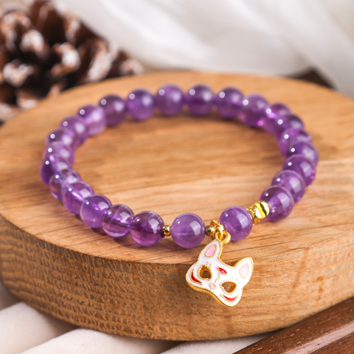 Máscara de zorro Ametista de 6 mm 17,5 cm