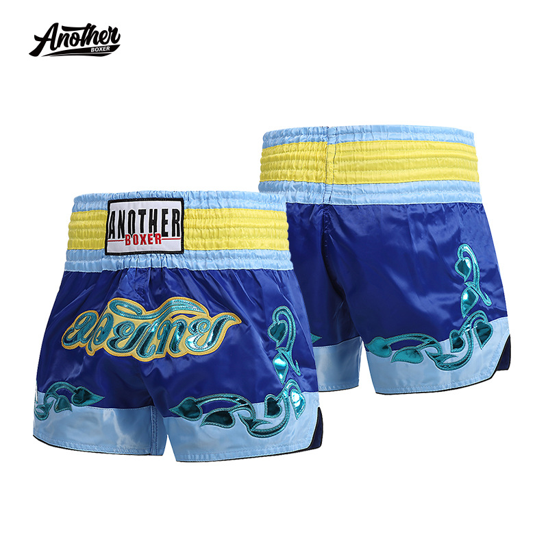 Anotherboxer Blue Patchwork Fighting Shorts Thai Muay Thai Pants