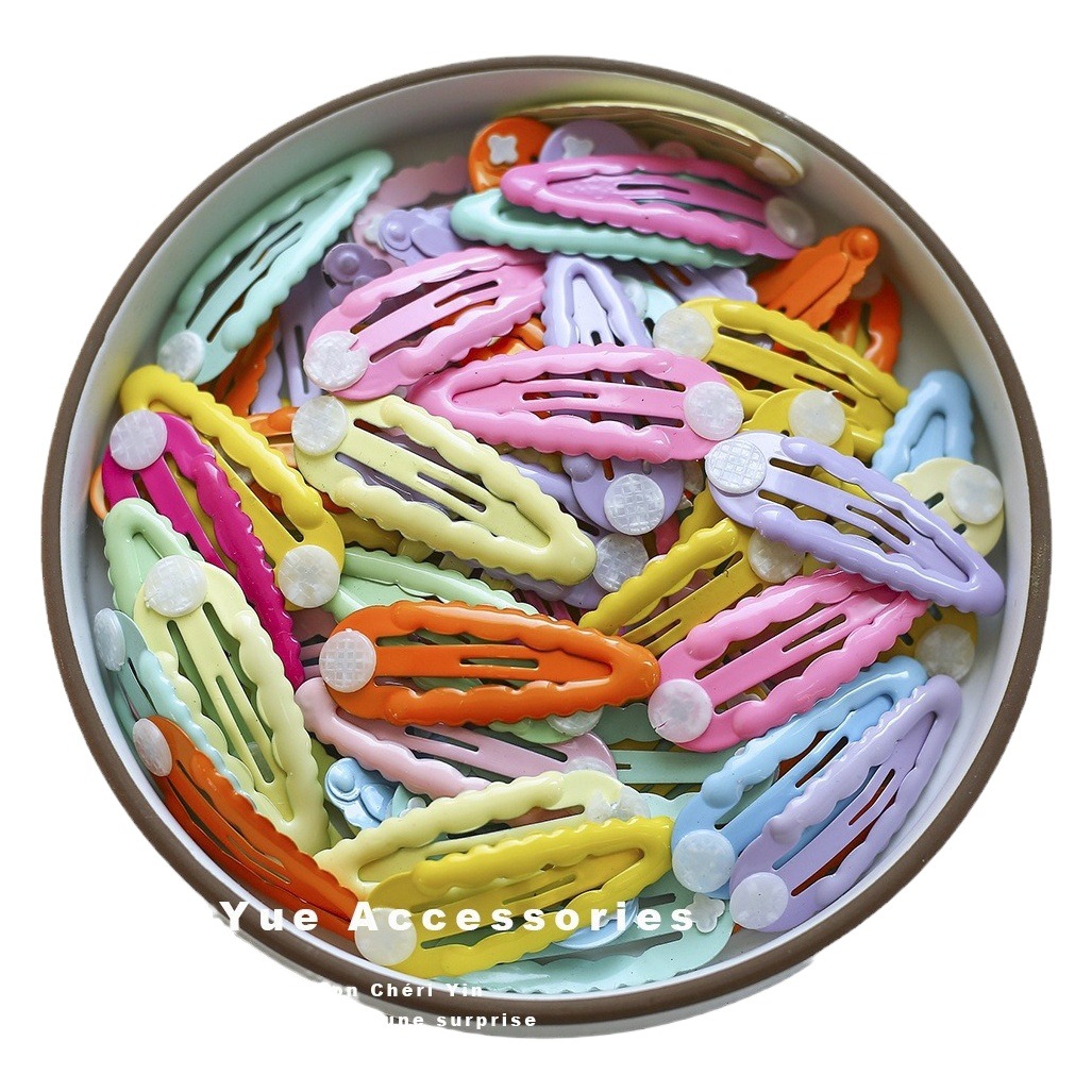 DIY All kinds of bottom clip hairpin headdress BB clip color metal oval clip clouds duck bill clip cream glue seamless clip