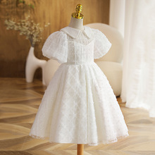 儿童礼服女童公主裙夏季白色花童婚礼小女孩钢琴高端主持人晚礼服