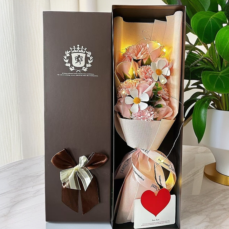 Weihnachtsgeschenke: Rosen-Nelken-Strauß in Geschenkbox, Seifenblume, Valentinstagsgeschenk, Geburtstagsgeschenk, Geschenk für die Freundin, Geschenk für Internet-Prominente_voghion.com