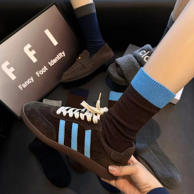 Spring and Autumn New Women's Socks, Retro Ins-Style Trendy Double-Needle Mid-Tube Slouch Socks, Versatile, Non-Binding, Slimming, Thickened Socks for Women