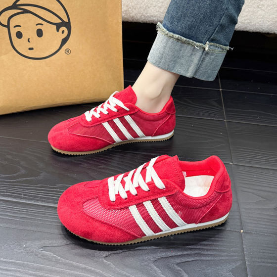 Soft Sole Lightweight German Training Shoes Women's 2025 New Spring All-match Retro Lace-up Forrest Gump Shoes Student Explosion Small White Shoes