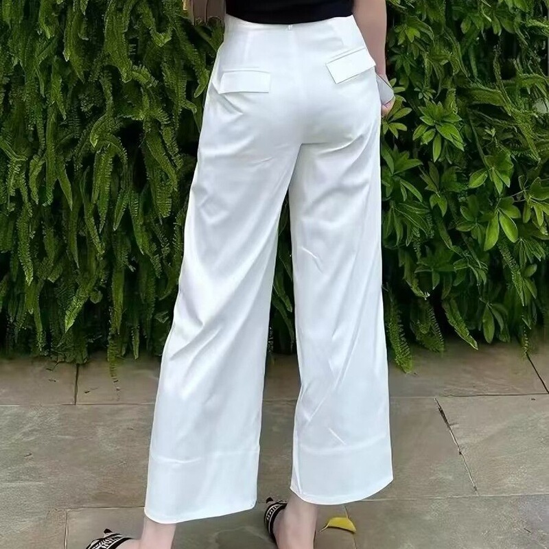Anti-Wrinkle Cloud-Soft Cotton White Casual Straight-Leg Pants for Women, 2026 Summer New High-Waisted Slimming Cropped Pants for Petite Figures Anti-Wrinkle Cloud-Soft Cotton White Casual Straight-Leg Pants for Women, 2026 Summer New High-Waisted Slimming Cropped Pants for Petite Figures