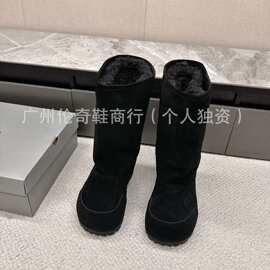 羊毛里~长筒雪地靴ins欧洲站2025新潮款时尚休闲厚底保暖大头短靴