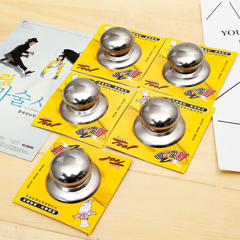 Two-Yuan Store Solid Wood Pot Lid Handle Knob, Kitchen Accessories, Non-Magnetic Stainless Steel Pot Lid Handle