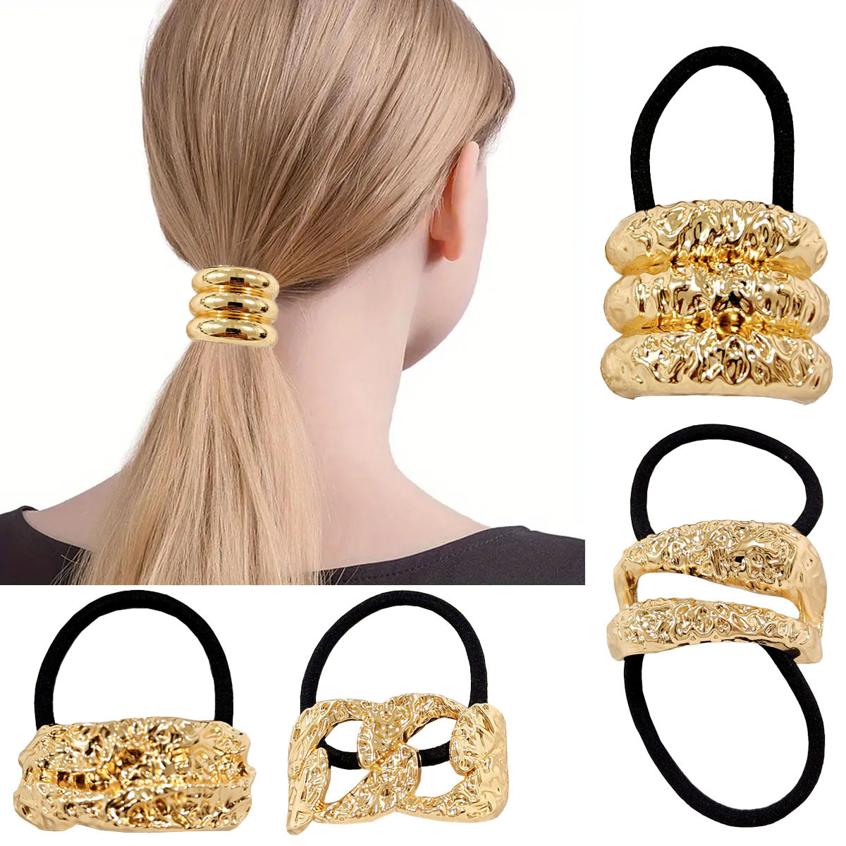 Europa y los Estados Unidos hebilla para el cabello punk personalidad transfronteriza broca de cabello trenzada gótica geometría redonda conjunto anillo de cabello cuerda para el cabello