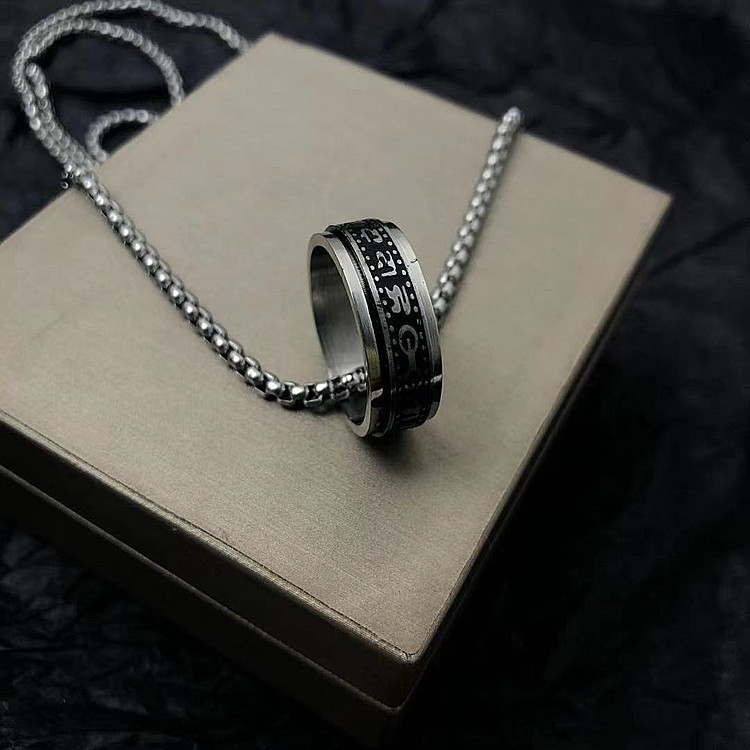 Fashionable versatile accessories, inspirational double-layer six character truth titanium steel ring, men's and women's_voghion.com