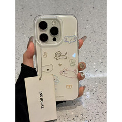 単層カラーライン猫 iPhone16 クリエイティブ Apple 15 携帯電話ケース 14Pro 新モデル 13mini