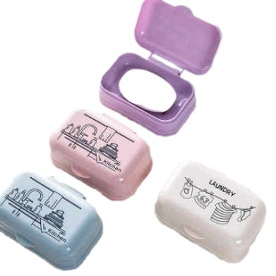 Caja de jabón de drenaje con tapa caja de jabón baño impermeable Impresión de dibujos animados caja de jabón