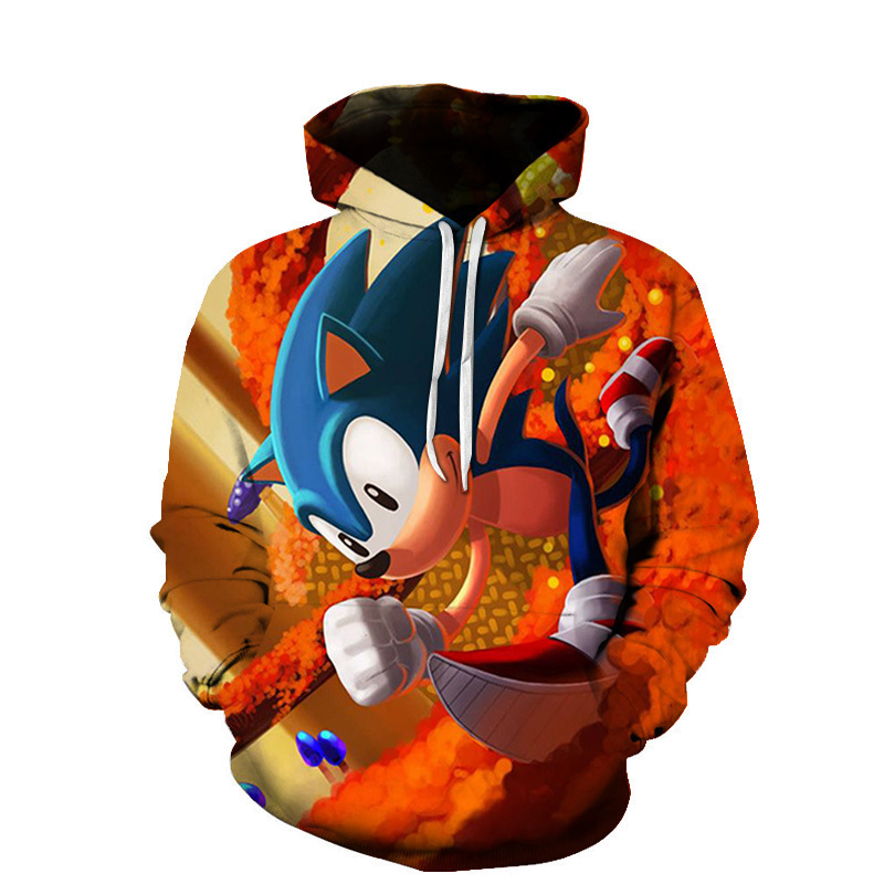 Foreign Trade Fashion Couple Clothing Spring and Autumn Sonic Animation 3D Digital Printing Children's Clothing Casual Sweater Baseball Clothing