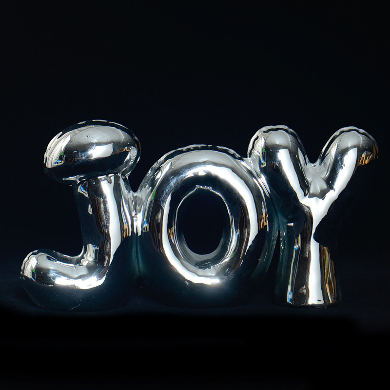 Decoración de letras de globo de cerámica de galvanoplastia de lujo ligero de Navidad sala de estar decoración de árbol de Navidad americano decoración de ambiente nicho