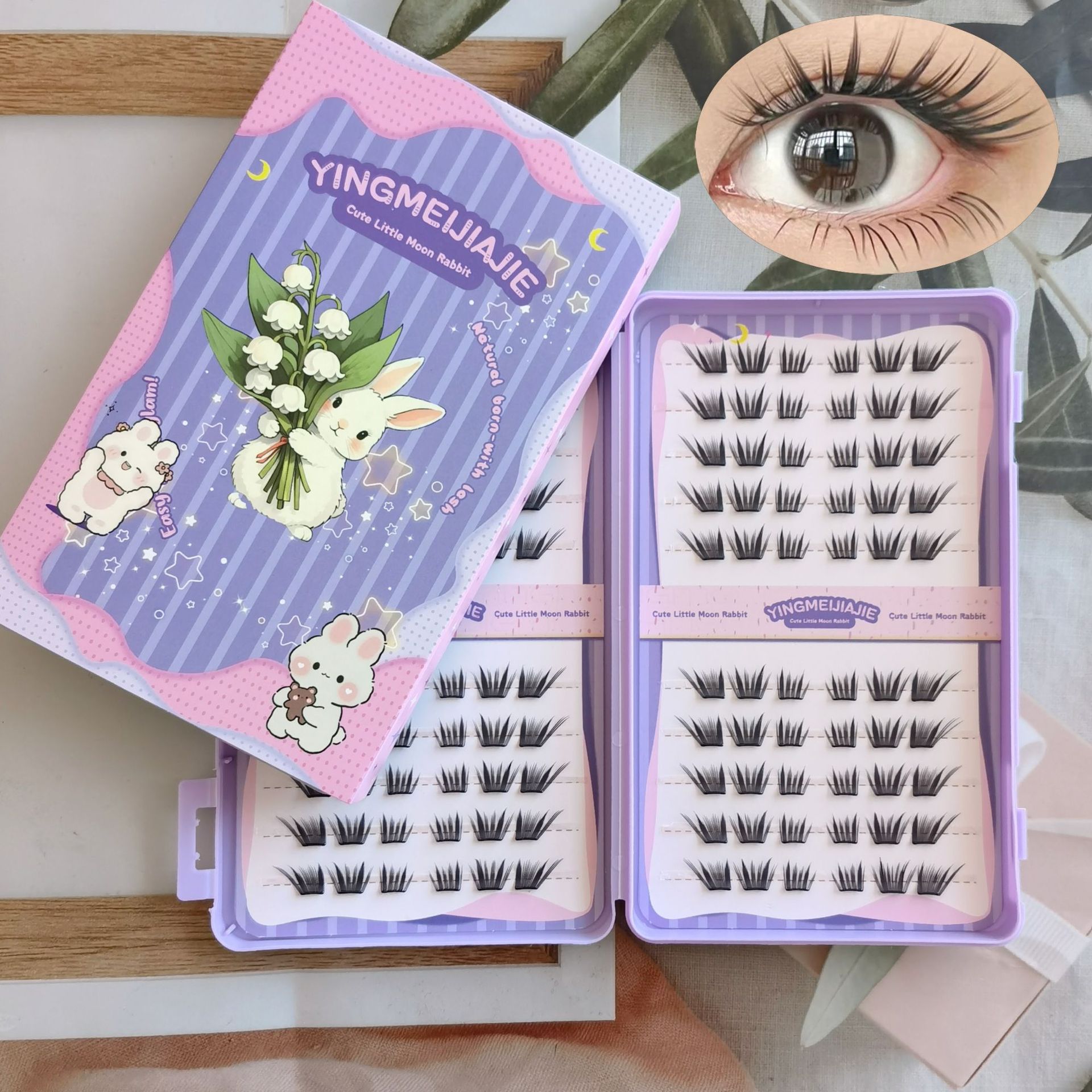 20 filas de paquete de caja de regalo de pestañas falsas transfronterizas, pestañas falsas densas, pestañas falsas sin pegamento.