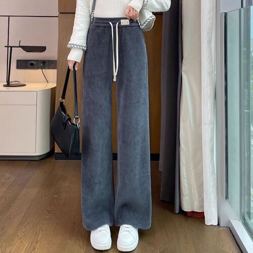 Chenille wide-leg pants, women's autumn and winter velvet pants, new style, today's popular thick straight pants