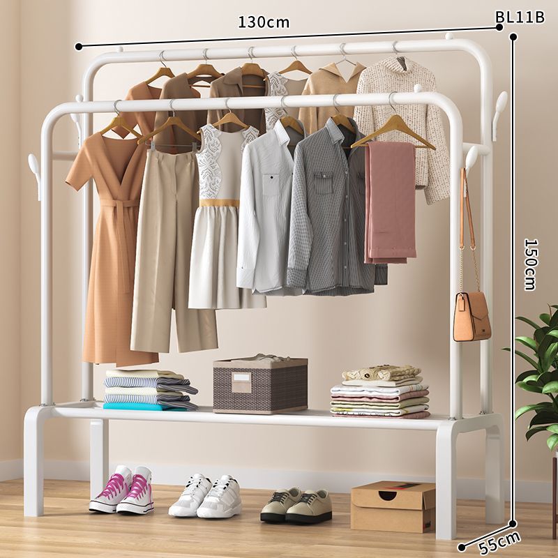 업그레이드된 이중 극 130cm 흰색 + 옷고리 4개 ⚑ ⚑