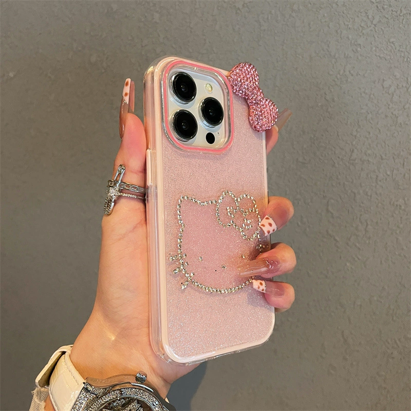 Чехол для телефона Apple iPhone 16 Pro Max — бант из страз, блёстки, совместим с несколькими моделями