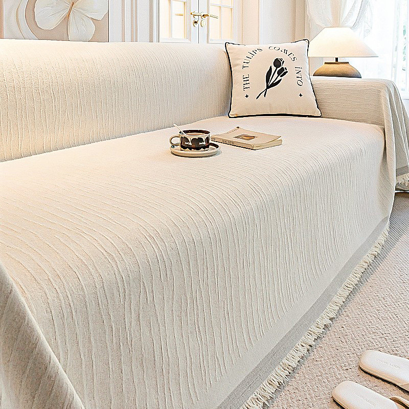 Toallas de sofá de viento de crema en sofá de Chenille cubierta completa L-shaped VIP cubierta de sofá todo incluido clásico versátil