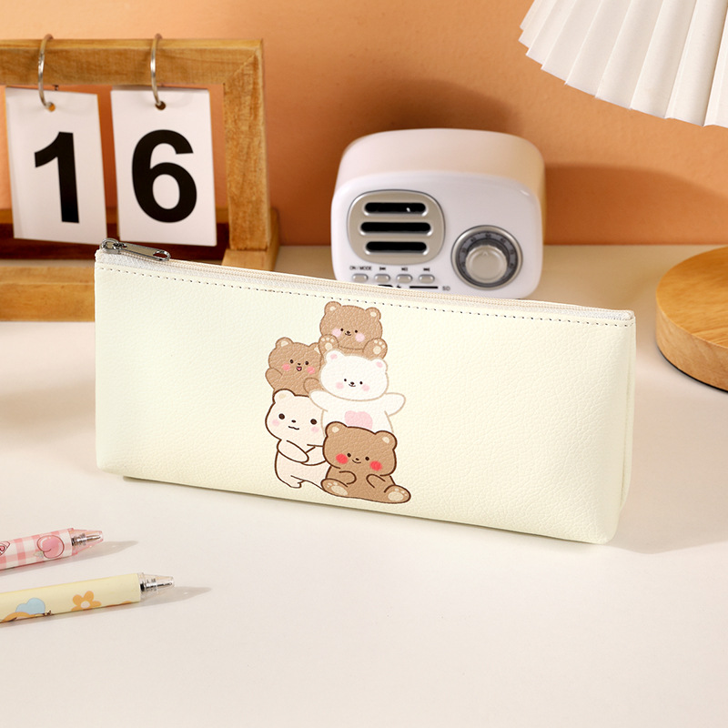 Bolsas de lápiz creativas lindas bolsas de lápiz con cremallera de oso bolsas de papelería bolsas de maquillaje