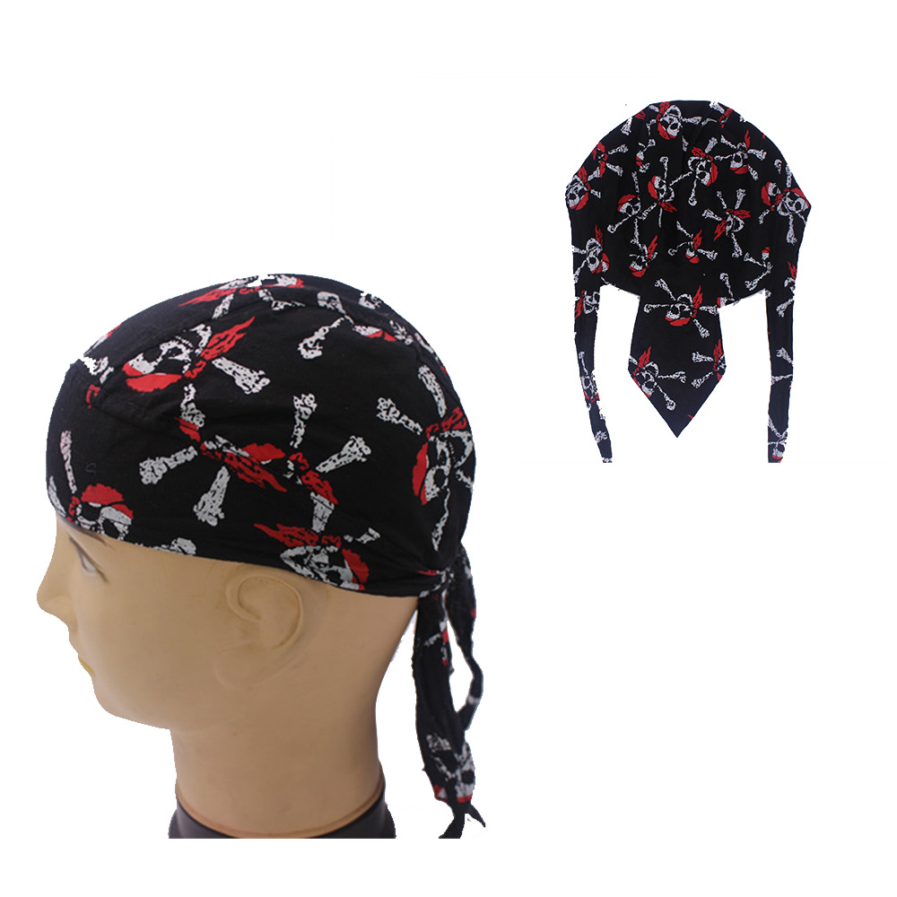 DURAG new pattern cotton material Skull printing Turban hat Pirate Hat Baotou hat outdoors Riding Headgear customized