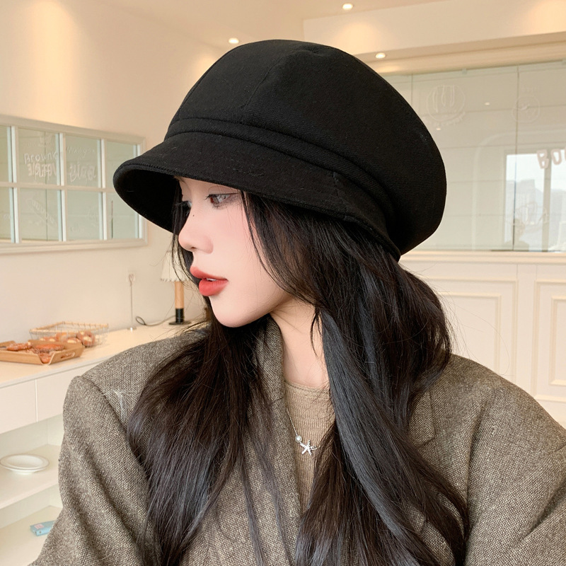 百搭英伦风云朵贝雷帽秋冬季时尚休闲防风保暖帽日系显脸小帽子女|undefined