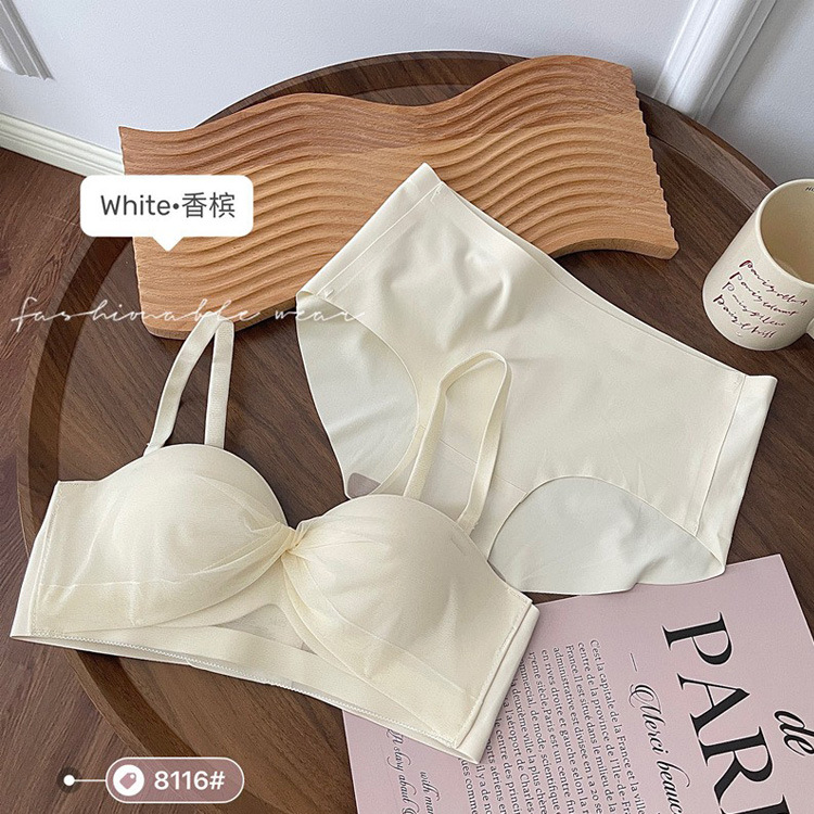8116 sexy malla sin tirantes tubo superior ropa interior traje inalámbrico media taza cómodo pequeño pecho empuja hacia arriba el sujetador
