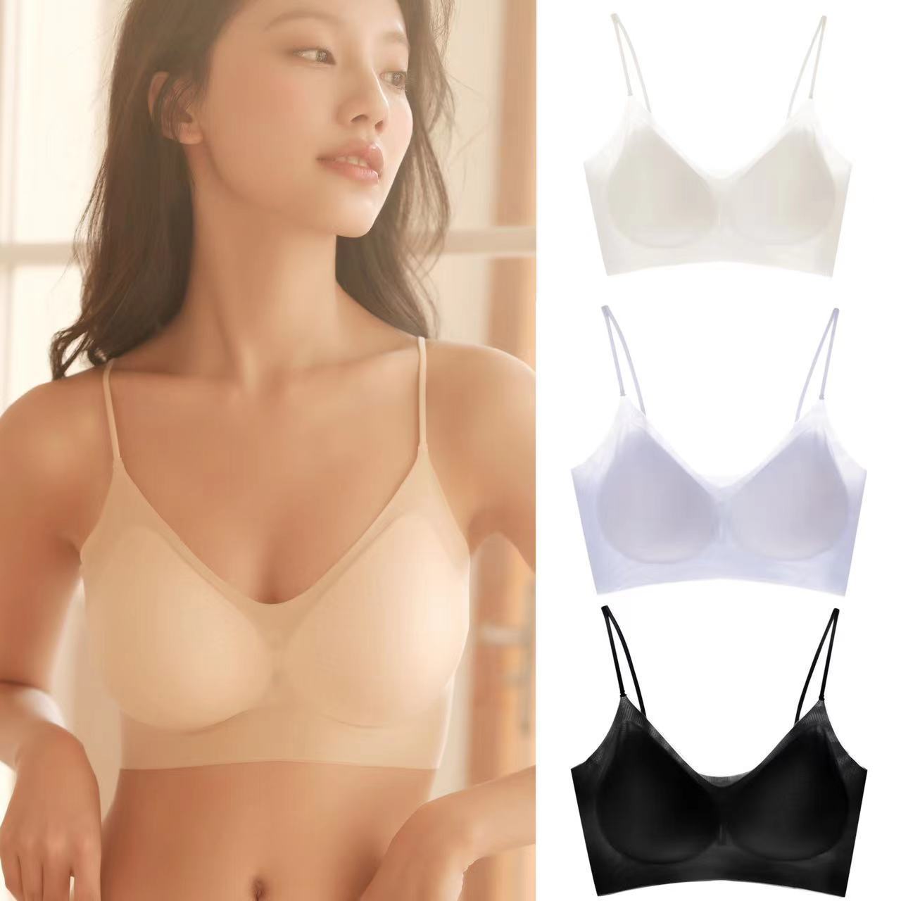 Verano sin sensación respirable correa de hombro pequeña ropa interior damas sin marca sin anillo de acero sujetador reunido copa fija chaleco tipo sujetador