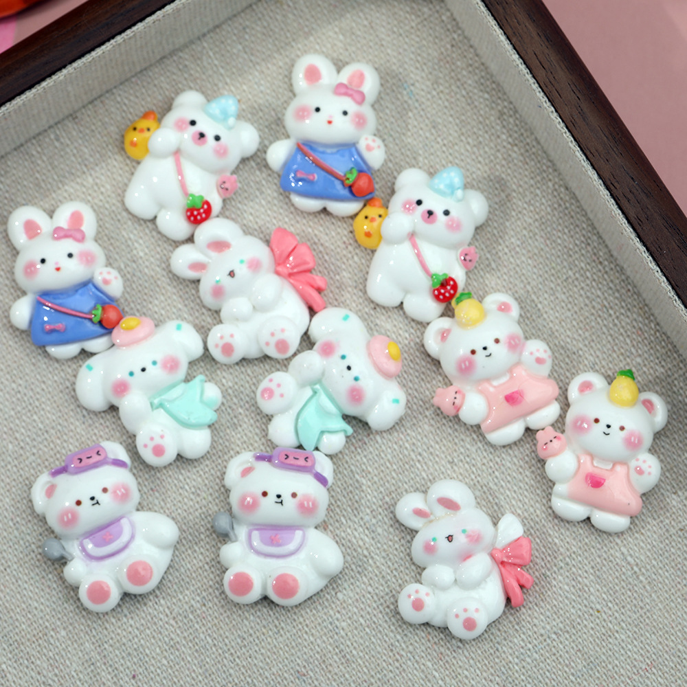 Lindo otoño mochila de viaje oso DIY accesorios de resina de goma crema caja del teléfono accesorios para el cabello colgante material al por mayor de nuevo Pato Conejo