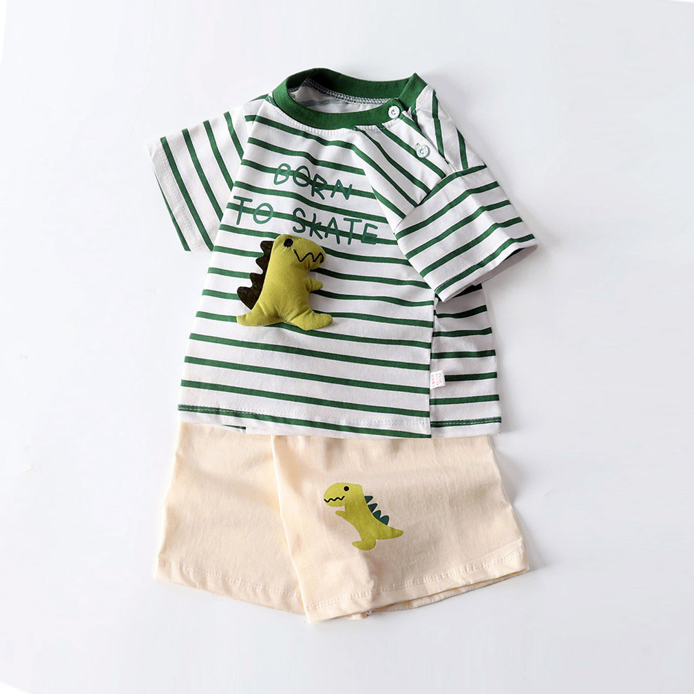 2025 Children's Short-sleeved suit Cotton Boy's Doll Summer Loose Two-piece Baby Shorts Baby Clothes