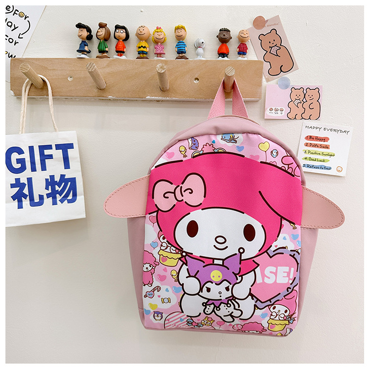 The new 2024 Kuromi kindergarten backpack is cute and cartoonized. It's a lightweight schoolbag and a cute snack bag for kids Item Picture