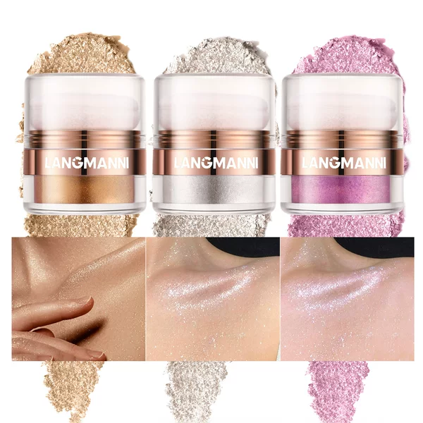 LANGMANNI cross-border new products high gloss powder pat powder cross-border for face body blush repair powder