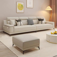 现代简约新款真皮沙发小户型直排高级棉麻沙发轻奢猫爪布沙发客厅