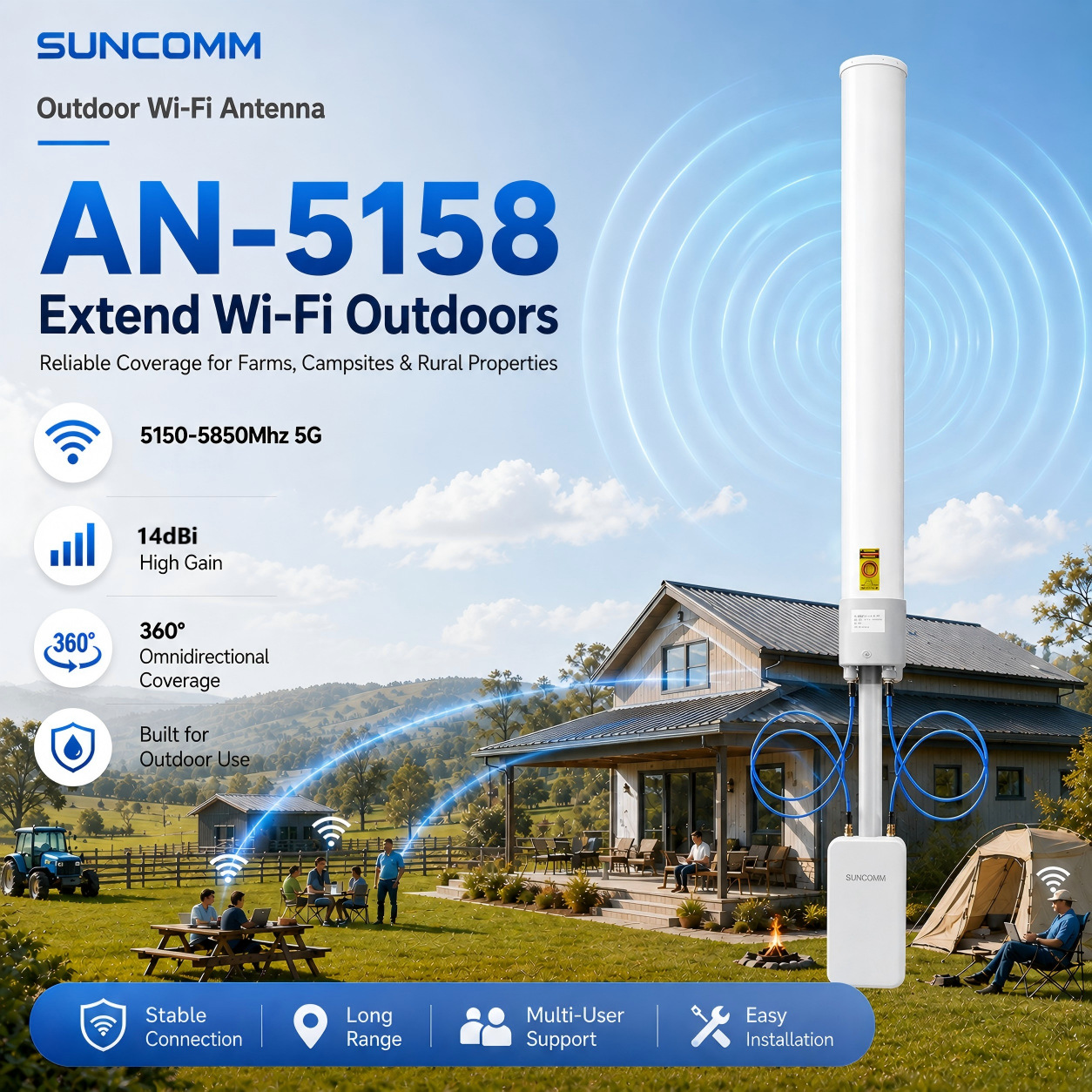 双极化wifi覆盖扩展套件低损耗14dbi高功率AP户外3000mbps