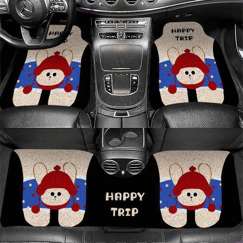 Cartoon-style silk loop car floor mats, universal non-slip and wear-resistant interior decorative mats, can be cut to size, foot mats, Amazon