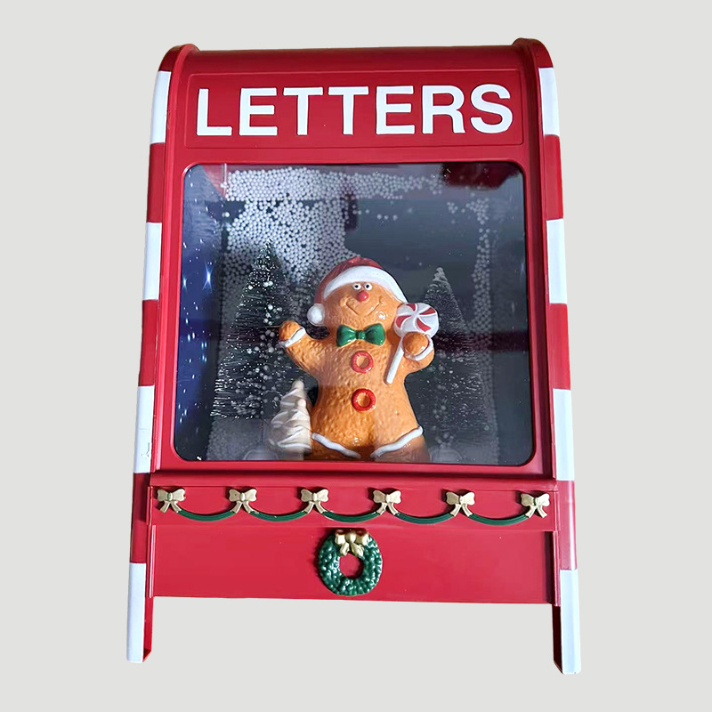 크리스마스 우편함 (진저브레드맨) 빨간색 바탕에 흰색 글씨