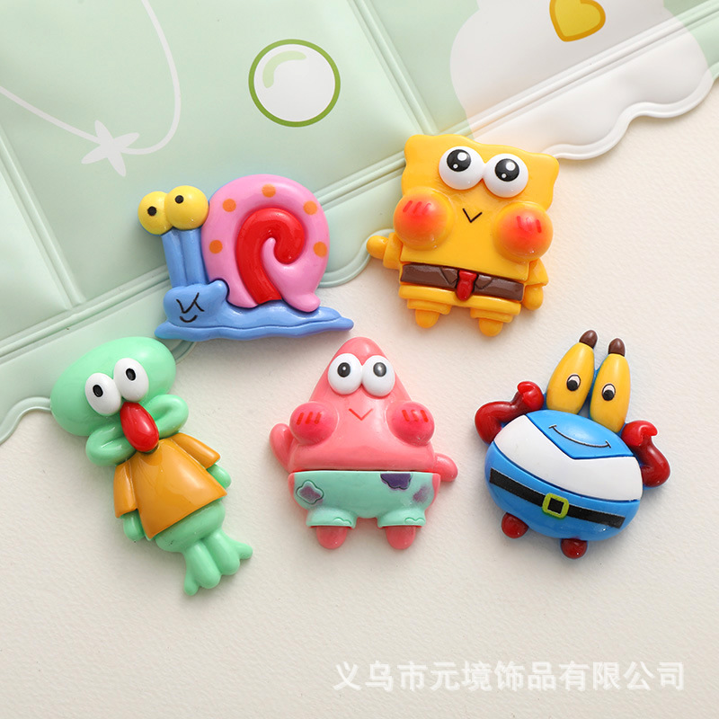 Oversized Spongebob series refrigerator phone case hairpin hole shoes diy decorative resin accessories wholesale