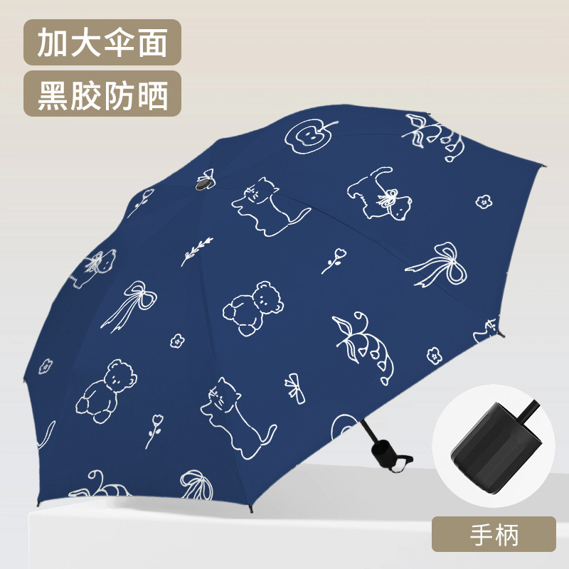 雨伞黑胶太阳伞防晒防紫外线晴雨伞两用女叠遮阳伞全自动ins新款|undefined