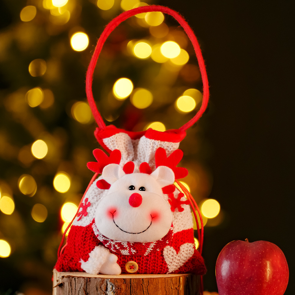 Weihnachten Neue Cartoon Gestrickte Hand Geschenk Tasche Alter Mann mit Hand Puppe Tasche Geschenk Tasche_voghion.com