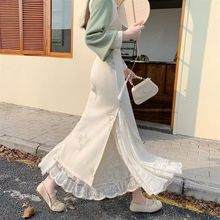 旗袍百搭淑女汉服衬裙打底马面蕾丝防走光白色内衬中长款半身裙薪