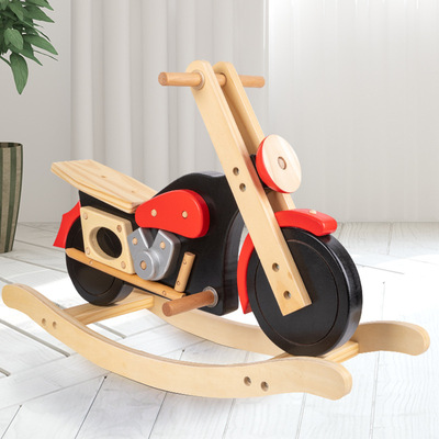 摇摇马摩托车儿童木制宝宝2周岁生日礼物室内玩耍平衡坐骑幼儿园|ms