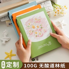 A5原创花卉油画笔记本本子定制 高颜值加厚横线记事本日记本批发
