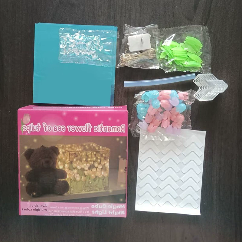 Цветок Морской Кубик Рубика Тюльпан Ночной Светильник Ручной Работы DIY Подарочный Материал Подарок На День Рождения Для Девушки Девушке 520 Сувенир