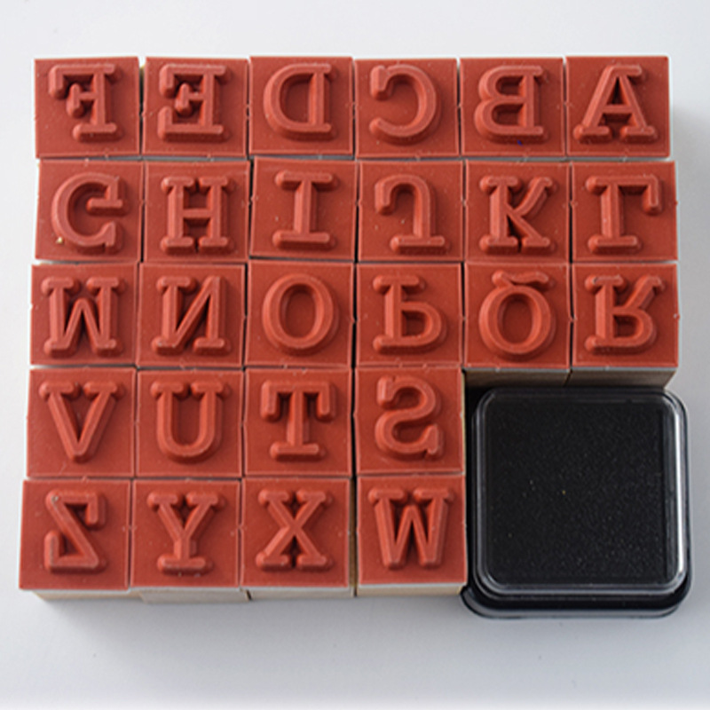 Sello de diario de estudiantes y maestros Sello de madera Inglés letras mayúsculas