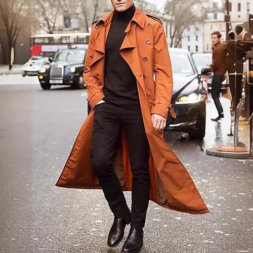 Men's Long-Style Windbreaker Fashion Casual Outerwear for Independent Stations in Europe and America