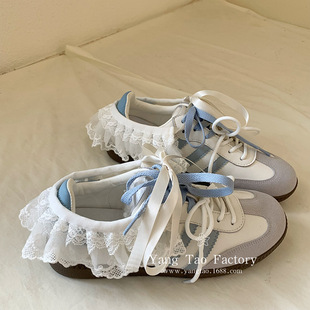 2025 New Korean Fashion Favorite Multi-Layer Lace Retro Lady Style Moral Training Shoes Women's Shoes Shoe Covers with Atmosphere
