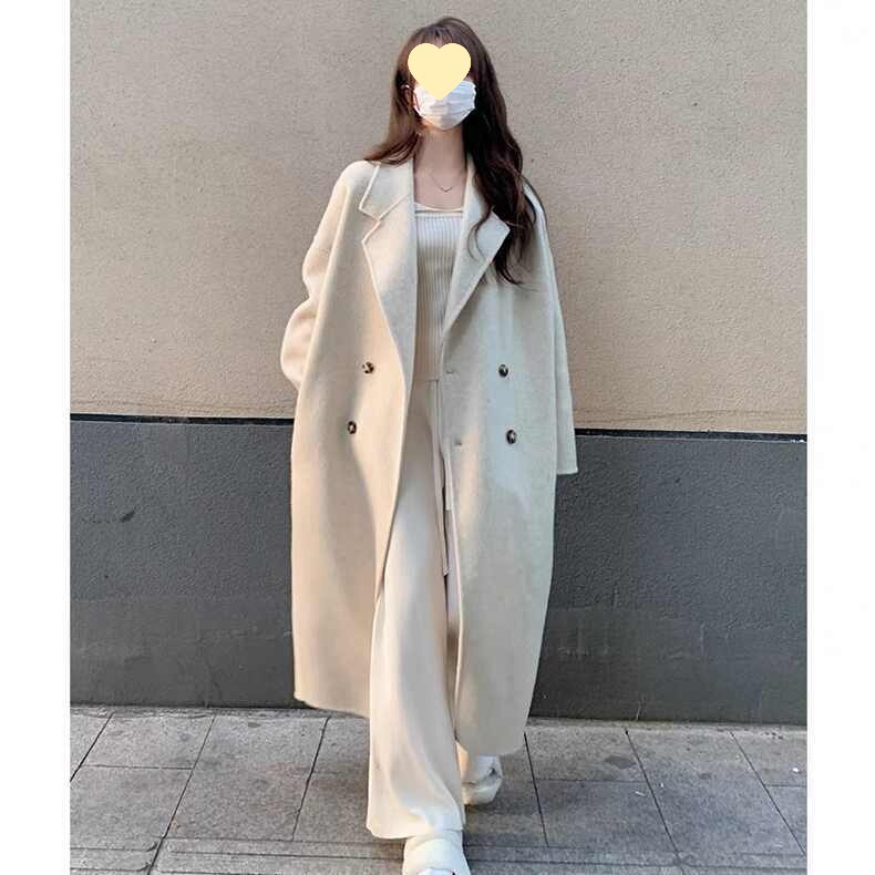 中长款双面羊毛大衣女2025年新款秋冬赫本风高级感小个子毛呢外套