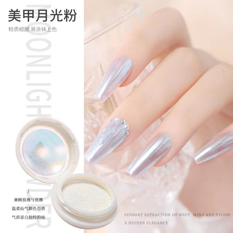 Transfronterizo nueva celebridad en línea sólido Moonlight Aurora polvo Super Flash espejo harina hielo transparente espejo mágico polvo de uñas polarizado brillo polvo