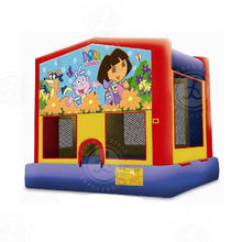 儿童充气气垫跳跳床网半封闭式防护蹦床家用卡通充气泡泡屋跳床